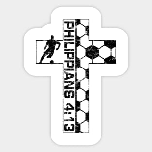 Philippians 4:13 Soccer Cross Black and White Christian Faith Sticker